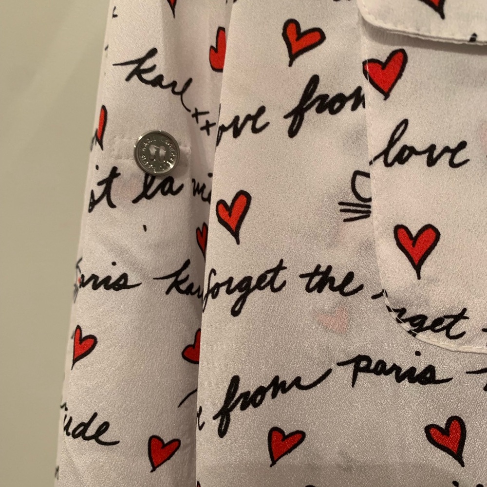 ❤️KARL LAGERFELD❤️NWT! HEARTS BLOUSE. EXCELLENT CONDITION!! - Picture 9 of 11